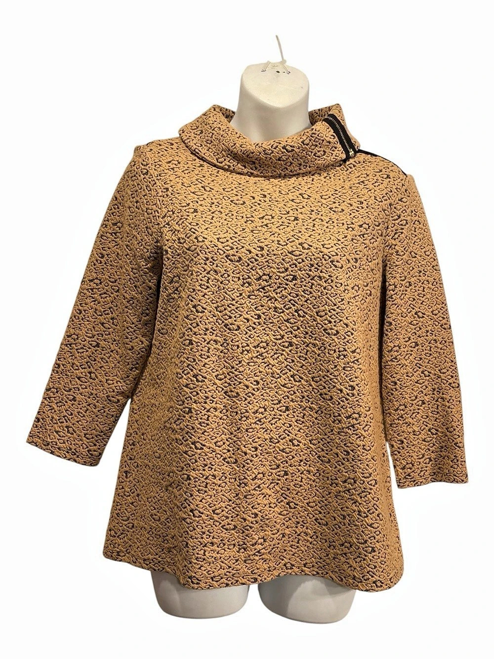 Chico's Animal Print Cowl Neck in Brown & Black Size Medium or Chico’s size 1 Li
